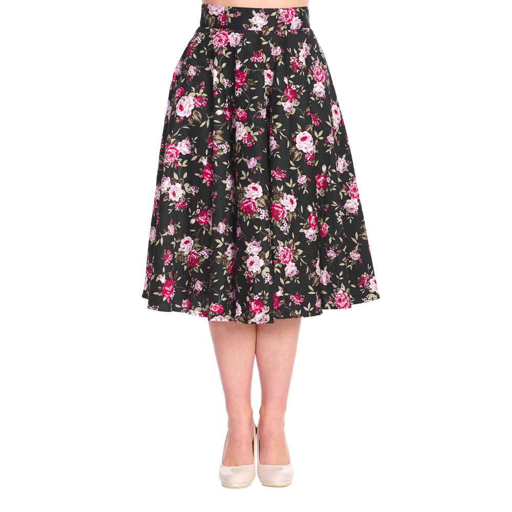 Banned - Fluer De Nuit Swing Jupe - Noir